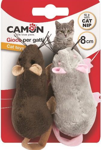 Muis met catnipzak 8 cm (2 stuks)